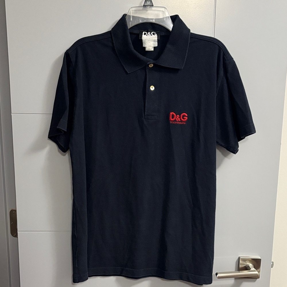 D&G Black Polo Shirt with Red Embroidery